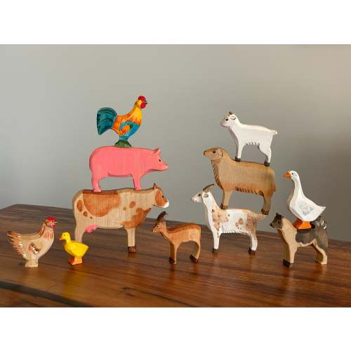 Wooden Farm Animals Figures Set | PoppyBabyCo – EasyTot