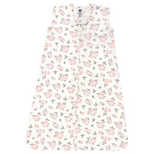 Hudson Baby Infant Girl Cotton Sleeveless Wearable Sleeping Bag, Sack, Blanket, Neutral Pink Floral, 0-6 Months