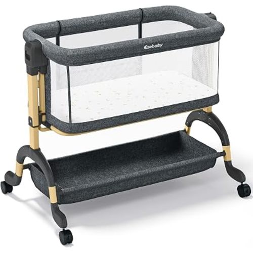 3-in-1 Baby Bassinet Bedside Sleeper, Full Mesh Sides Rocking Bassinet