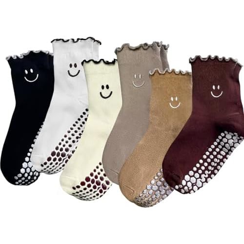 Grip Socks Pilates,4/6Prs Cotton Cute Pilates Socks for Women Yoga