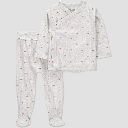 Carter's Just One You® Baby 2pc Valentines' Day Neutral Cardigan Set - Gray Newborn