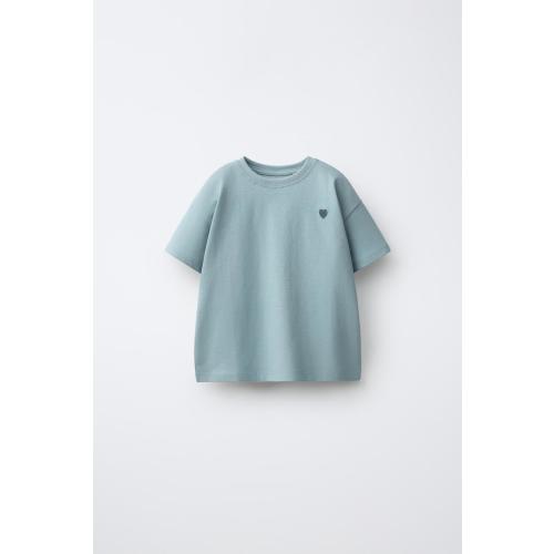 EMBROIDERED HEART PLAIN T-SHIRT - Bluish | ZARA United States