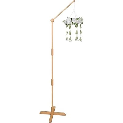 Baby Crib Mobile Arm Wooden Holder Floor Stand - Universal Baby Mobile Hanger, fits Any Crib (100% Natural Beech Wood) - Floor Stand, Adjustable Height - Nursery Decor & Gift Accessories (Original)