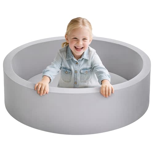 Wilwolfer Foam Ball Pit for Toddlers, Large Baby Ball Pit for Babies with Soft Memory Sponge, Indoor Outdoor Baby Playpen, Kids Play Ball Pool, Gift Toys for Infants Boys and Girls (Gray, NO Balls)