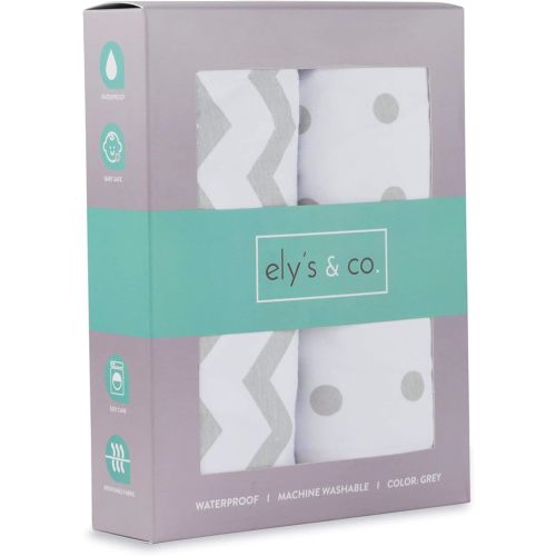 Waterproof Bassinet Sheets 2-Pack for Baby Boy or Baby Girl - (Grey Chevron & Grey Polka Dots)