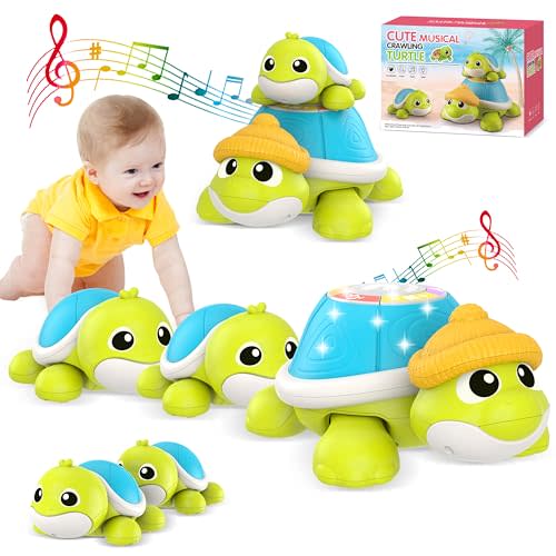 Baby Toys 6-12 Months Musical Turtle Crawling Toy with Mama and Babies Tummy Time Toys, Crawling and Interaction Modes Toy for Babies 6-12 12-18 Months 1 Year Old Girl Boy Gifts for Birthday Christmas