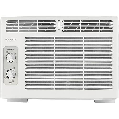 Frigidaire 5,000 BTU Window-Mounted Air Conditioner, Cools Up to 250 Sq. Ft., Quiet Operation, Effortless Temperature Control, 2 Fan Speeds, Auto Restart, White