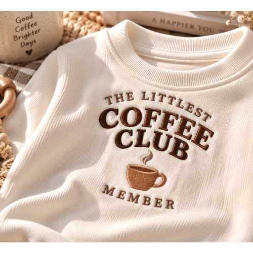 Littlest Coffee Club Embroidered Romper, Coffee Baby Outfit, Coffee Lover Baby Gift, Cute Baby Romper, Newborn Baby Shower Gift