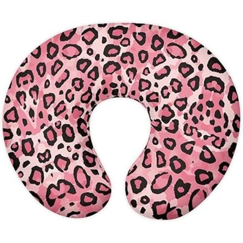Jeiento Pink Leopard Print Pillow Cover for Nursing Pillow Premium Quick-Dry Fabric Cover for Positioner Soft Breastfeeding Pillowcase with Hidden Zipper,Machine Washable