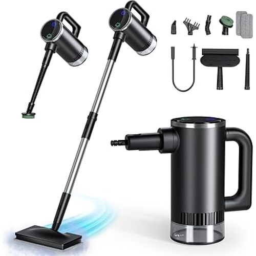 11-in-1 Steam Mop - Detachable Handheld Steam Cleaner with 380mL Tank, 260℉ Floor Steamer for Hardwood, Tile, Grout, Windows, Bath & Kitchen - 3-Level Steam Control, Multi-Purpose Floor Steam Cleaner