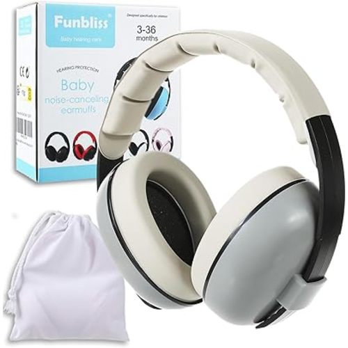 Noise Cancelling Headphones for Kids & Toddlers 3-36 Months, Baby Ear Muffs Noise Protection, Comfortable & Safe Headphones for Travel, Plane & Sleep, Soft Foldable Design with Storage Bag,Grey