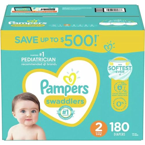 Pampers Swaddlers Diapers, Newborn (Less Than 10 Pounds), 174 Count
