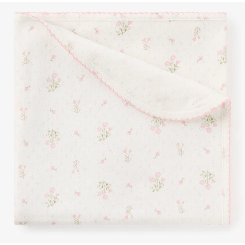 Folklore Floral Print Organic Cotton Pointelle Baby Blanket – Elegant Baby