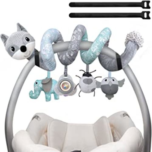 MONSTIME Car Seat Toys Newborn Toys, Stroller Toys Baby Toys 0-3 Months Infant Toys, Baby Toys for Carseat Stroller Crib with Music Rattle, Baby Toys for 0 3 6 9 12 Babies Boys Girls Enfants (Gray)