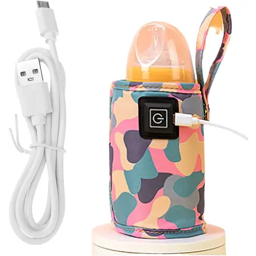 USB Milk Warmer Bag - 2023 New Fast Bottle Warmer for Travel, Portable Car Bottle Warmer for Travel, on The Go Bottle Warmer with USB Cables, Gentle Warmth Maintain Perfect Temperature (Pink)