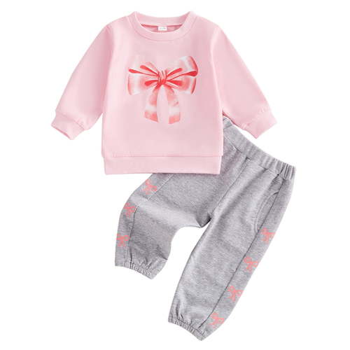 Zshosam Infant Girl Clothes Fall And Winter Kids Toddler Girls Clothes Figure Graphic Top Pullover Print Pants Fall Winter Outfit Set,Pink 0-6 Months