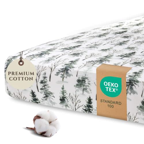 Pobi Baby Crib Sheets for Boys, Soft Cotton Blend, 1-Pack (Magical Woods) | Fitted Crib Sheet, Standard Mattress 52x28, Toddler Mattress Sheets, Breathable, Snug, Newborn, Machine Wash, Nursery Bedding