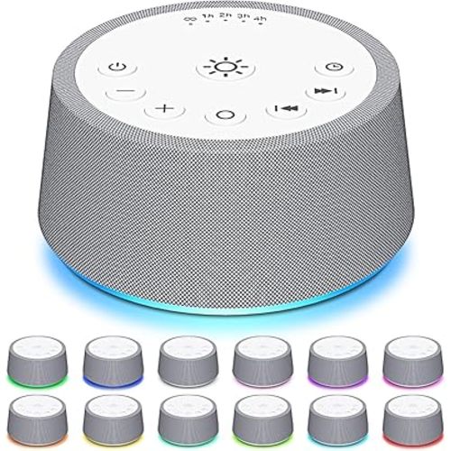 SoundLegend Sleep White Noise Sound Machines 30 Sounds 12 Colors Light 5 Timers 32-Level Volume Adjustable Light Brightness Compact Memory Function for Everyone Travel Gift (White)