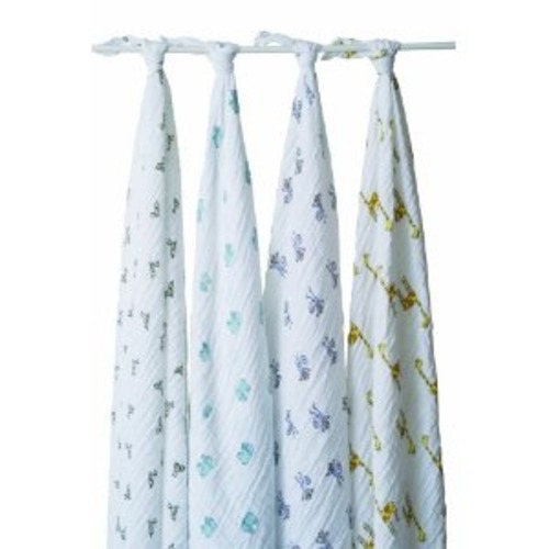 aden + anais 4 Pack Muslin Swaddle Wrap, Jungle Jam