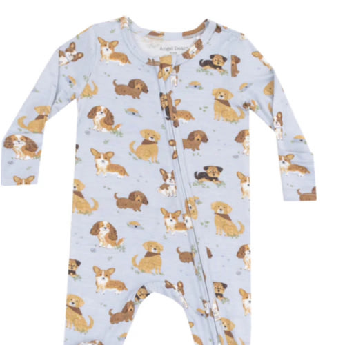 2 Way Zipper Footie - Best Friend Dogs Blue – Angel Dear