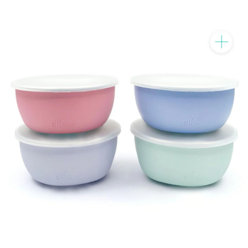 Stainless Steel Bowl with Silicone Sleeve + Lids