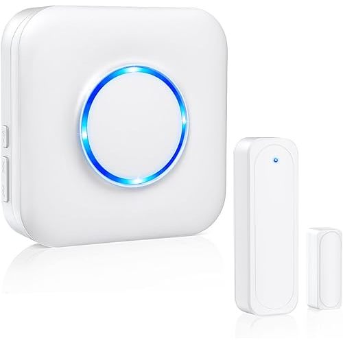 Door Chime, Satisure Wireless Door Open Contact Sensor Alarm Chime with 600 FT Range 58 Chimes 5 Volume Levels LED Indicators, Door Ringer Alert for Business/Store/Home/Office When Entering