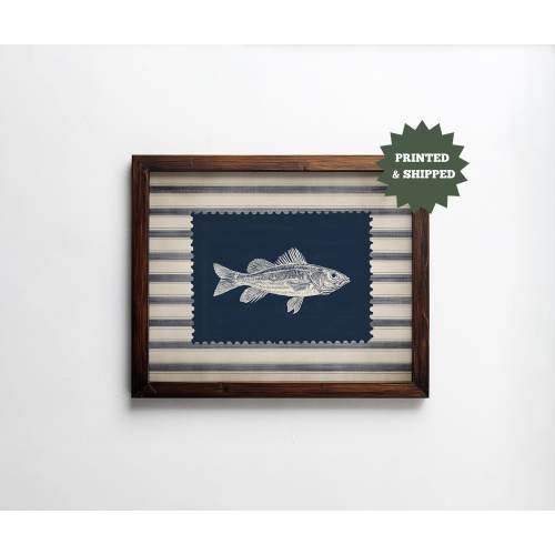 Striped Fishing Wall Art, Vintage Bass Poster, Rustic Western Cabin Decor, Retro Fish Poster, UNFRAMED Lakehouse Art SC-81