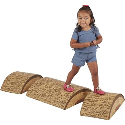 ECR4Kids SoftZone Tree Log Climber Balance Builders, Beginner Playset, Chocolate, 3-Piece