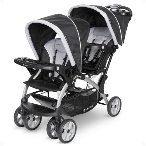 Baby Trend Sit N' Stand Multi-Use Easy Fold Travel Toddler and Baby Double Stroller with Safety Harness and Storage Basket