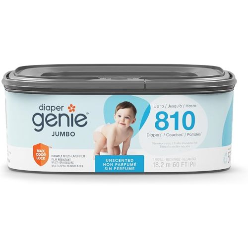 The Diaper Genie Jumbo Square Refill, with Continuous Film, can Hold up to 810 Newborn-Sized Diapers per Refill. - 810 Count (Pack of 1)
