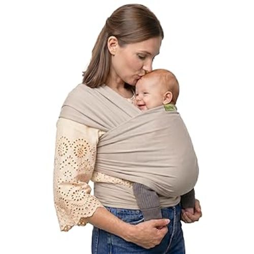 Boba Baby Wrap Carrier – Original Baby Sling Carrier for Newborns (7–35 lbs), Soft, Secure, Hands-Free & Ergonomic, Ideal for Comfortable Bonding, New Parents (Beige)