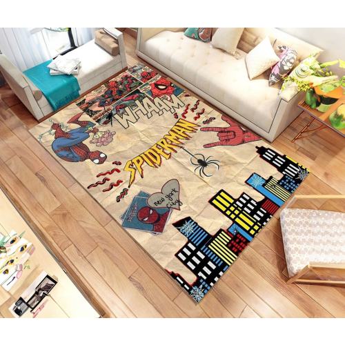 Spiderman Rug, Superhero Kids Room Decor, Custom Cotton Rug