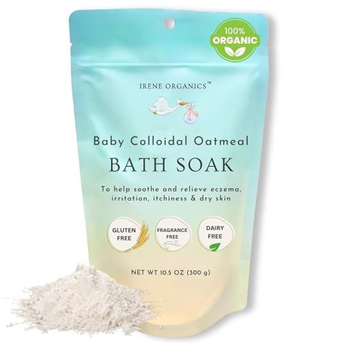 Oatmeal Baby Bath Powder for Eczema by Irene Organics - Colloidal Oatmeal for Soothing Treatment of Eczema, Diaper Rash, Dry Skin, Itching and Irritation - Moisturize and Sooth Baby and Toddler Skin