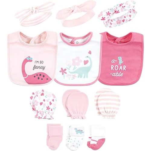 Hudson Baby Unisex Baby Caps Or Headbands, Bibs, Mittens and Socks 12pc Set
