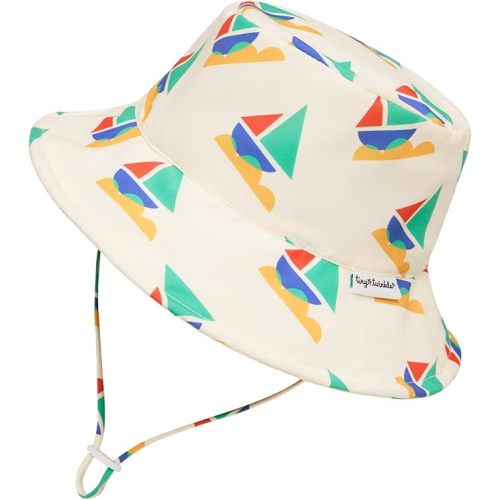 Tiny Twinkle Baby & Toddler Sun Hat | Adjustable Brim UPF 50+ Bucket Hat for Infants & Kids | Lightweight Quick-Dry Sun Hat for Outdoor, Beach & Swim (Sailboats, 9-18M)