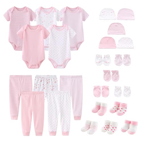 25 Pack New born Baby Boy Girl Layette Set Infant Essentials | essentials set,100% cotton,soft & breathable,easy mix & match,all-season wear,baby essentials