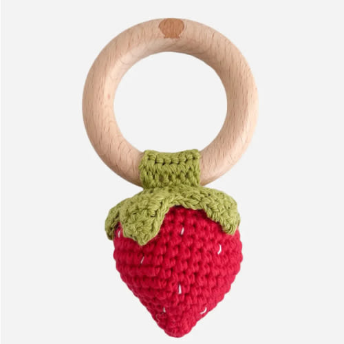 Strawberry Crochet Rattle Teether