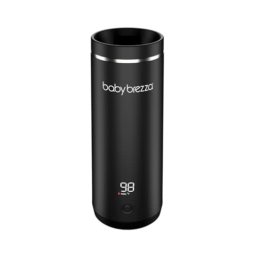 Baby Brezza Portable Warmer – 3X Faster Baby Bottle Warming - Travel Breastmilk and Formula Warmer - Safe, Even Heating - Up to 9oz - No Adapters, Black