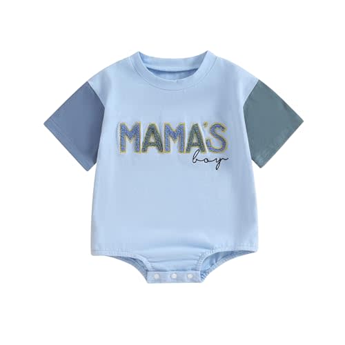 Socutebabe Newborn Infant Baby Boy Summer Outfit Mamas Boy Baby Clothes Boy Oversized Romper Shirts Short Sleeve Onesie