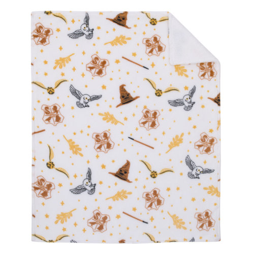 Warner Brothers Warner Bros. Harry Potter Baby Blankets White, Gold, and Tan Super Soft Sherpa Baby Blanket | Wayfair