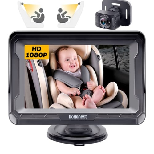 DoHonest Baby Car Camera HD 1080P - Rear-Facing Car Baby Monitor with Night Vision, Adjustable View Angle, Easy Setup, Anti-Glare Display, Safety for Kids & Infants