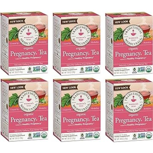 Traditional Medicinals Tea, Organic Pregnancy Tea, Supports a Healthy Pregnancy, Raspberry Leaf, 96 Tea Bags (6 Pack)