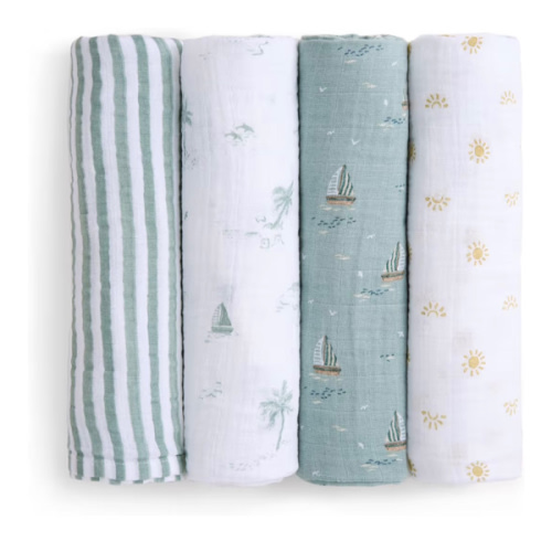 aden + anais | Sailing Seas Organic Muslin Swaddle Blanket 4pk