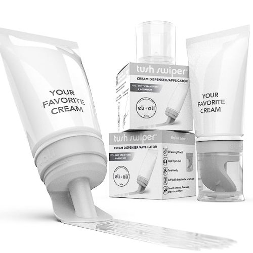 Eli & Ali Tush Swiper - Diaper Rash Cream & Butt Paste Applicator - Universal Fit for Most Diaper Creams | Mess-Free & Hygienic Alternative to Cream Spatula - Carry Less Baby Gear - Grey, 2 Pack