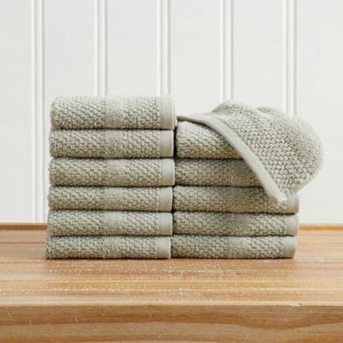 Quick-Dry Cotton Textured Bath Towel Set - Great Bay Home (12-Pack Washcloth Set, Eucalyptus)