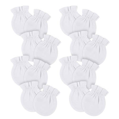 BOSCEAE Baby Girls 8-pack And No Scratch Mittens, White, 0-3 Months 8-pack US