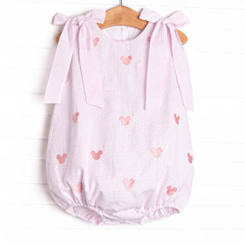 Storybook Silhouettes Embroidered Bubble, Pink Seersucker – Stitchy Fish