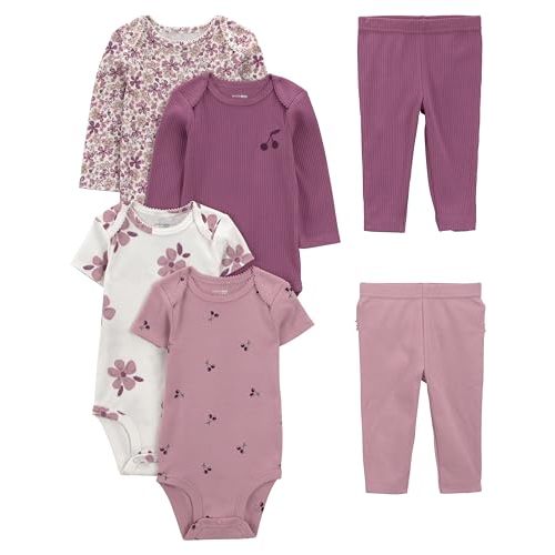 Simple Joys by Carter's baby-girls 6-piece Bodysuits (Short and Long Sleeve) and Pants Set