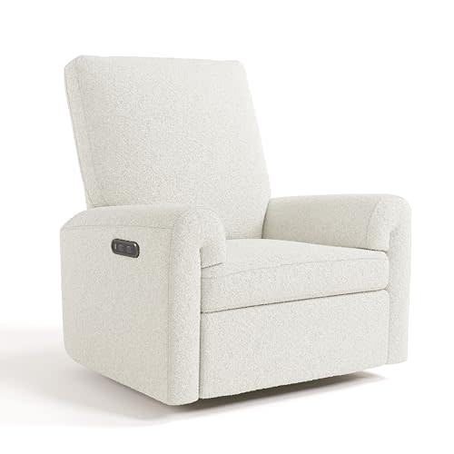 Storkcraft Sorrento Deluxe Power Recliner Swivel Glider – Premium Electronic Nursery Rocking Chair, Oeko-TEX 100 Certified, Includes Dual-USB Charging Port with USB-A & USB-C (Ivory Boucle)