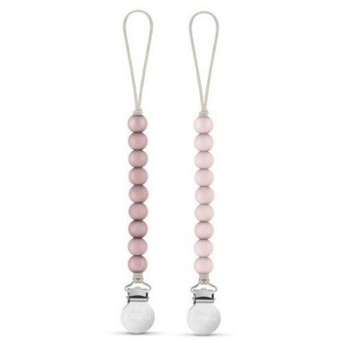Bleu La La Beaded Pacifier Clip Holder for Baby Boys and Girls - Mauve + Ballet Slippers, 2 Pack